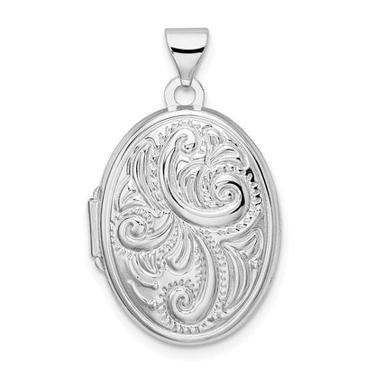 Sterlingsilber Rhodiniert Wendbar Ranke Oval Medaillon