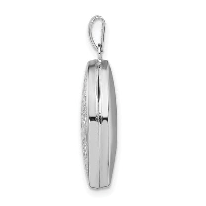 Sterlingsilber Rhodiniert Oval Blumen Medaillon