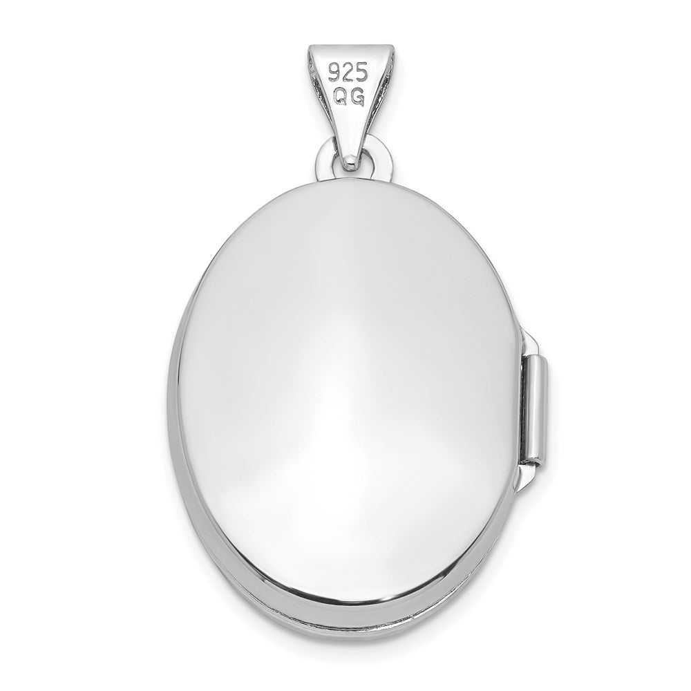Sterlingsilber Rhodiniert Oval Blumen Medaillon