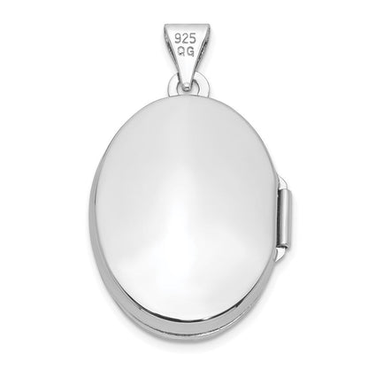 Sterlingsilber Rhodiniert Oval Blumen Medaillon
