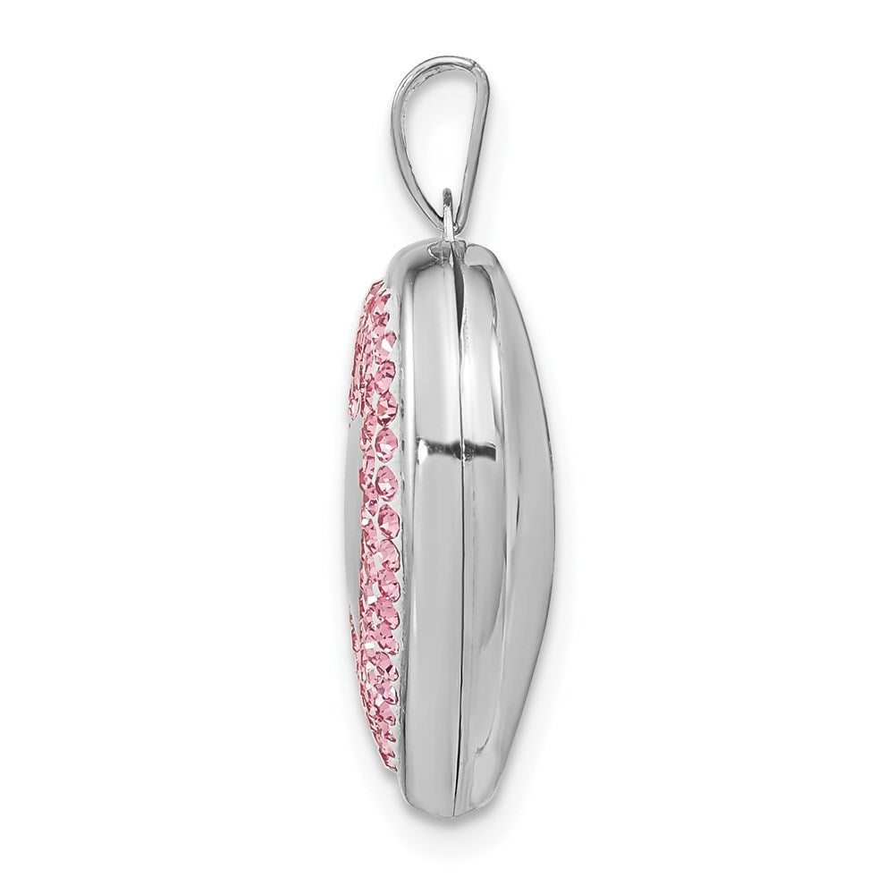 Sterlingsilber Rhodiniert 18mm Rosa Preciosa Kristall Herz Medaillon