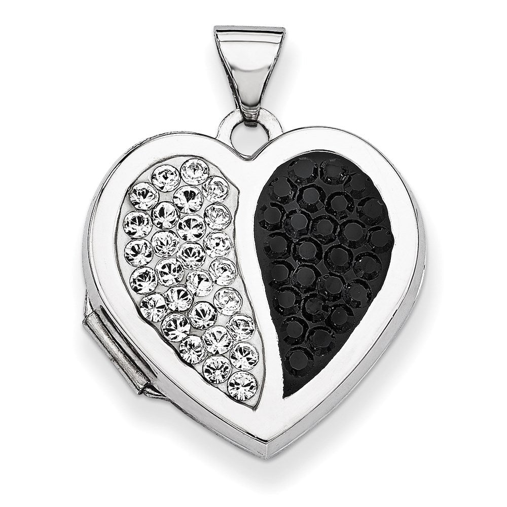 Sterlingsilber 18mm Herz Schwarz & Weiß Swarovski Elements Medaillon