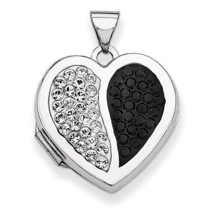 Sterlingsilber 18mm Herz Schwarz & Weiß Swarovski Elements Medaillon