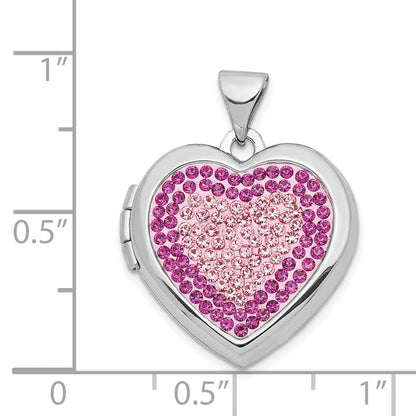 Sterlingsilber Rhodiniert 18mm Preciosa Kristall Herz Medaillon