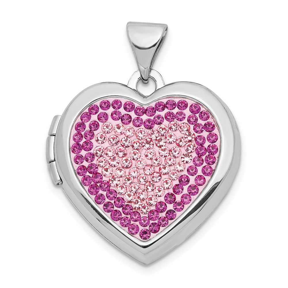 Sterlingsilber Rhodiniert 18mm Preciosa Kristall Herz Medaillon