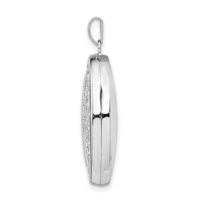 Sterlingsilber Rhodiniert Oval Kreuz Medaillon