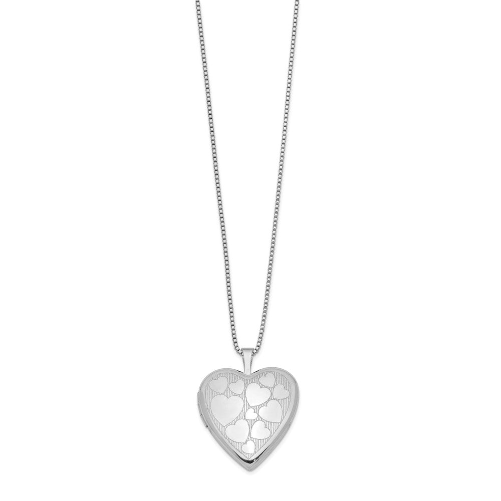 Sterlingsilber Rhodiniert 20mm Floating Herzen Herz Medaillon Halskette