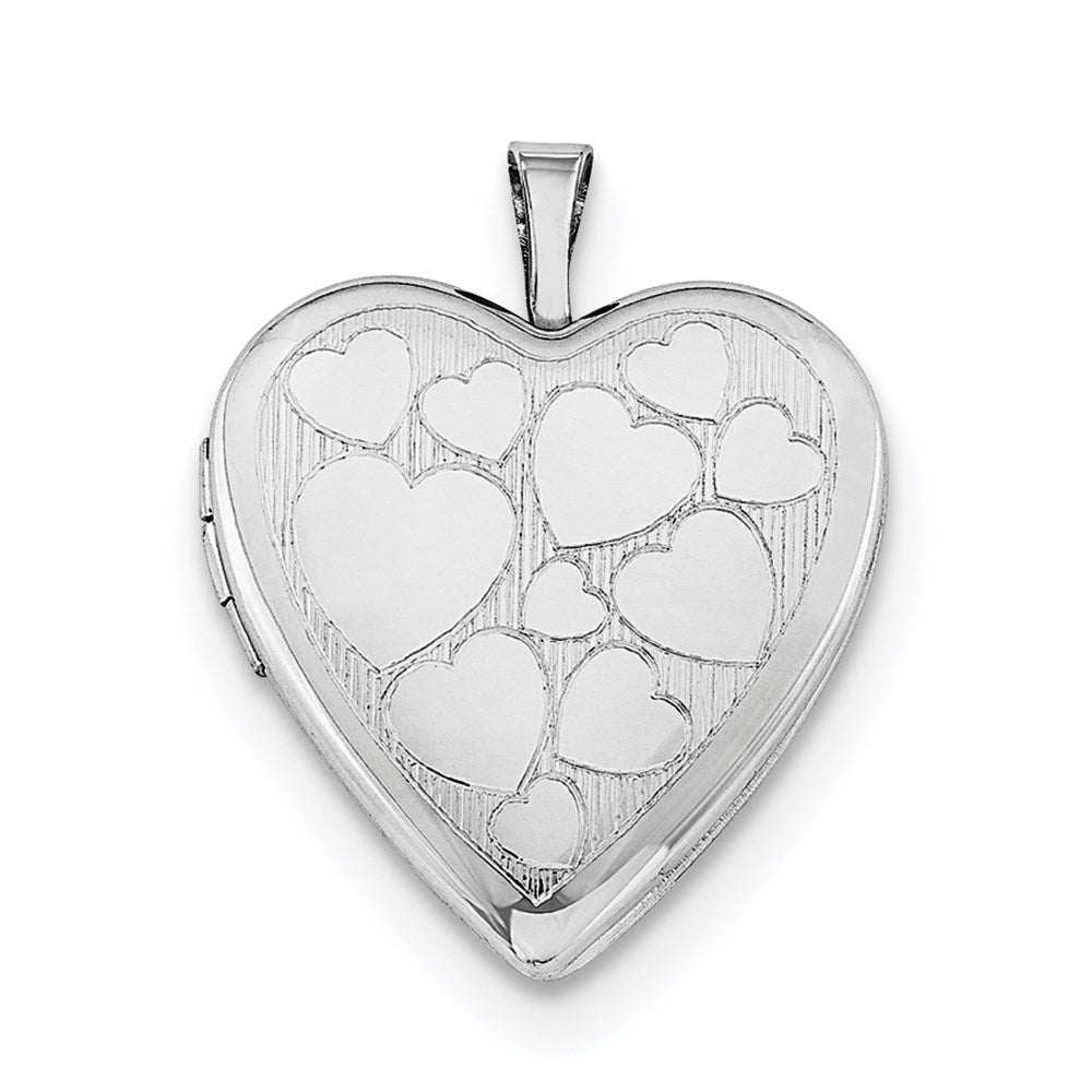 Sterlingsilber Rhodiniert 20mm Floating Herzen Herz Medaillon Halskette