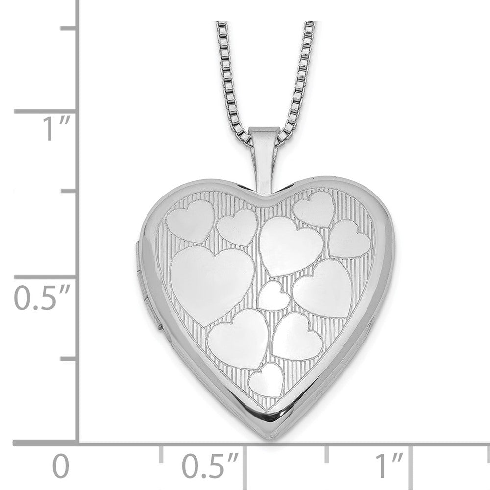 Sterlingsilber Rhodiniert 20mm Floating Herzen Herz Medaillon Halskette