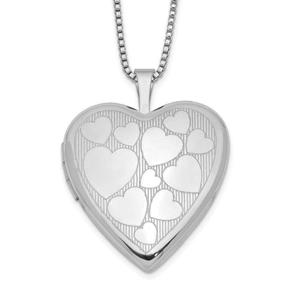 Sterlingsilber Rhodiniert 20mm Floating Herzen Herz Medaillon Halskette