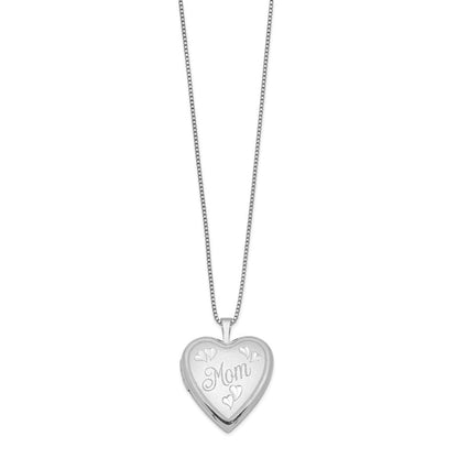 Sterlingsilber Rhodiniert 20mm Mama Herz Medaillon Halskette