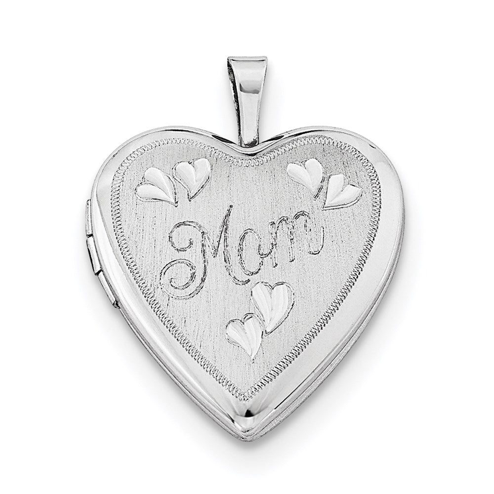 Sterlingsilber Rhodiniert 20mm Mama Herz Medaillon Halskette