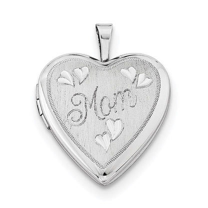 Sterlingsilber Rhodiniert 20mm Mama Herz Medaillon Halskette