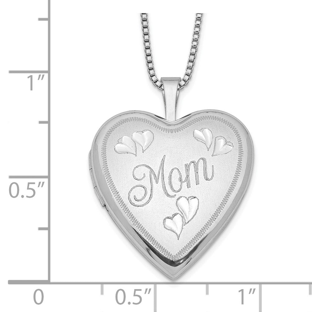 Sterlingsilber Rhodiniert 20mm Mama Herz Medaillon Halskette