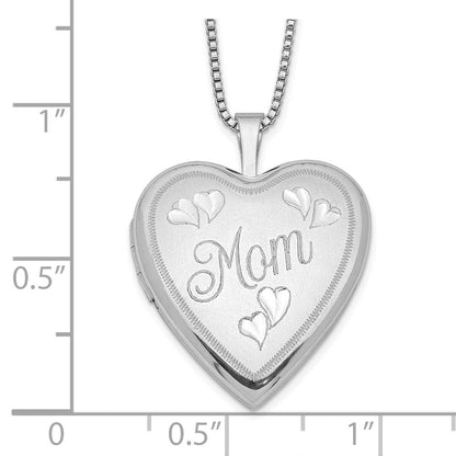 Sterlingsilber Rhodiniert 20mm Mama Herz Medaillon Halskette