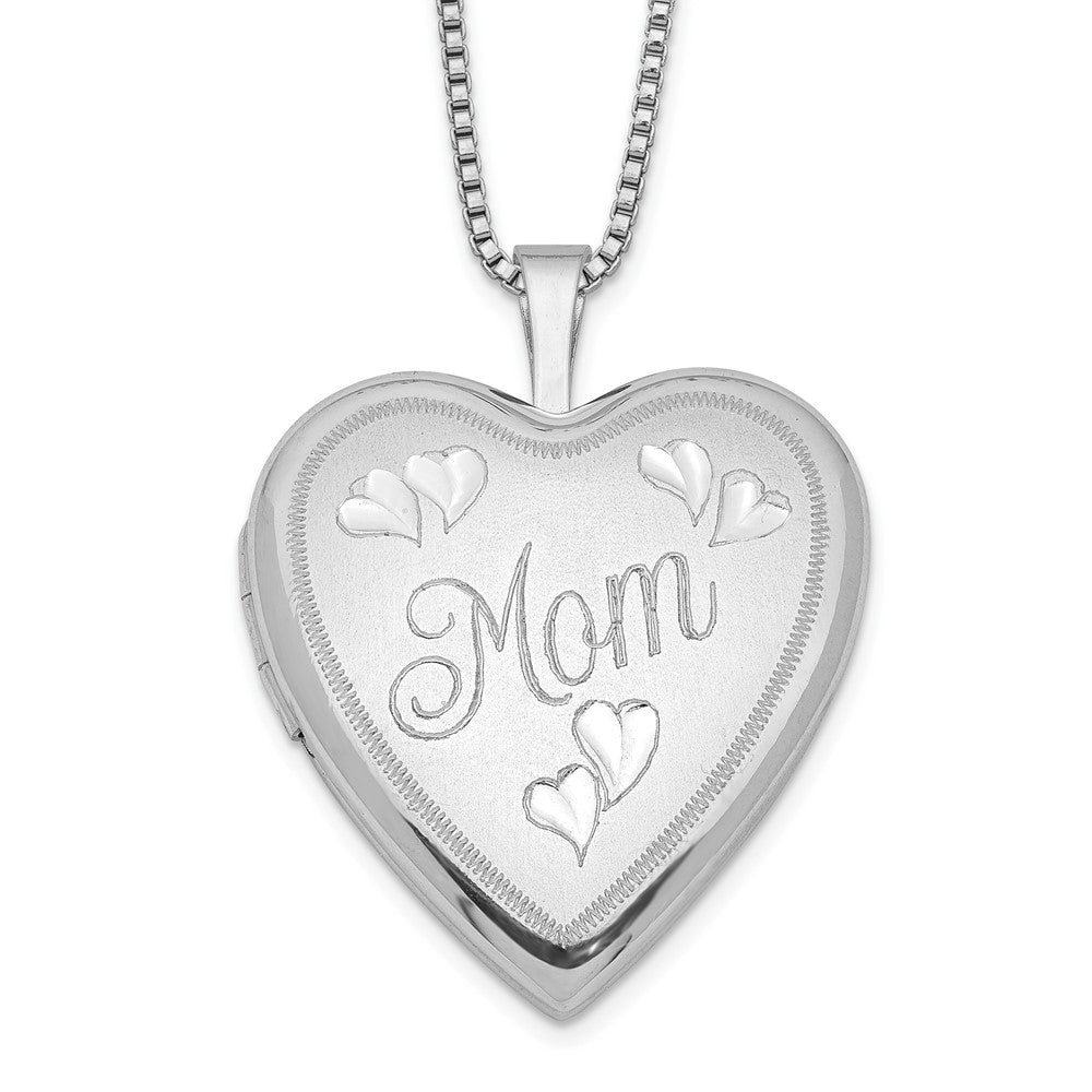 Sterlingsilber Rhodiniert 20mm Mama Herz Medaillon Halskette