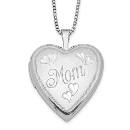 Sterlingsilber Rhodiniert 20mm Mama Herz Medaillon Halskette