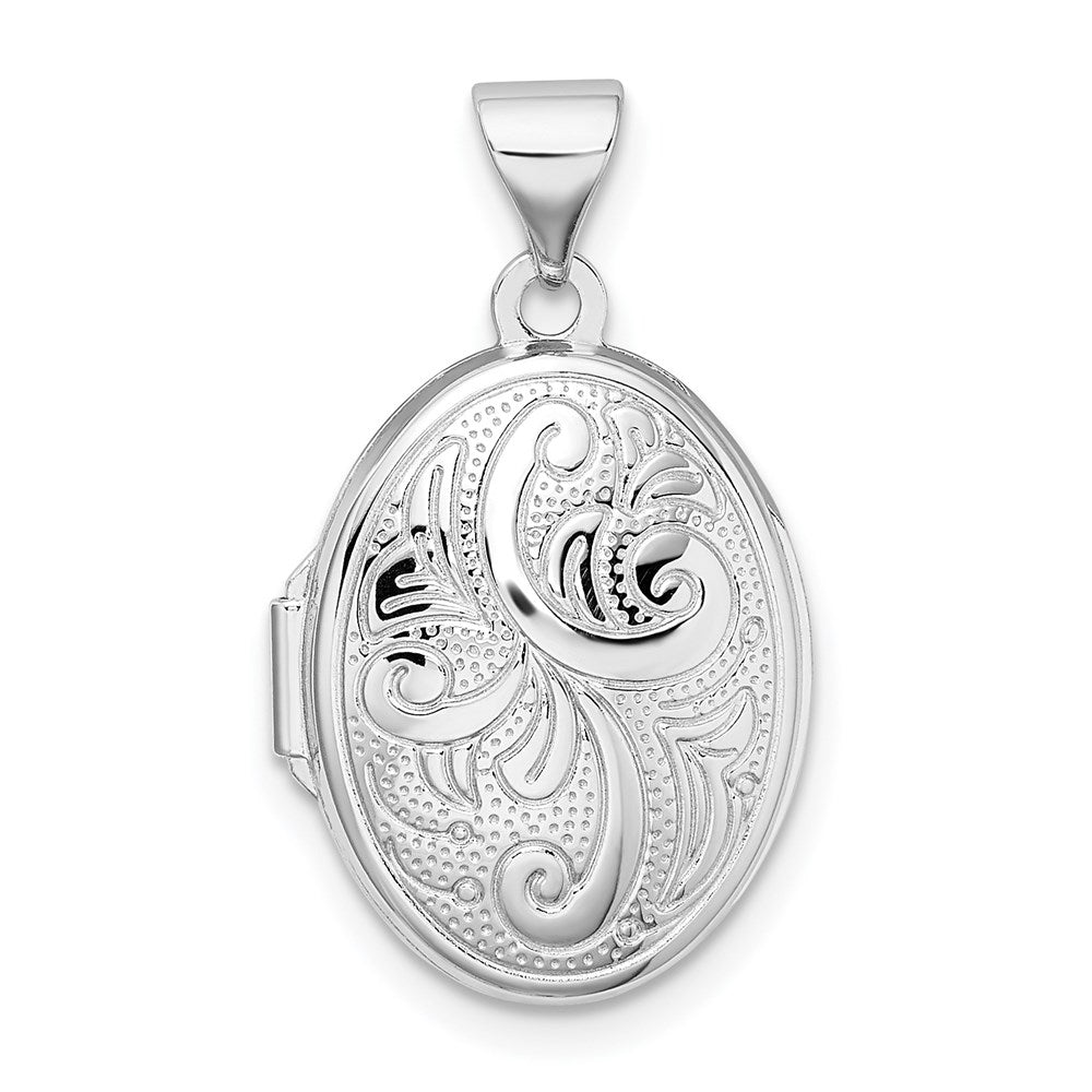 Sterlingsilber Rhodiniert Ranke Design Oval Medaillon