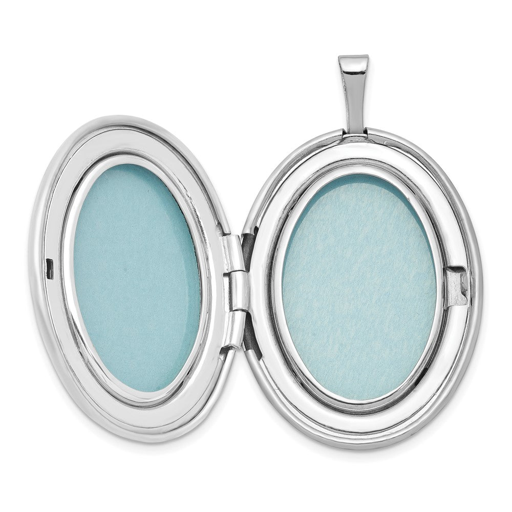 Sterlingsilber Rhodiniert 26mm Blumen Oval Medaillon Halskette
