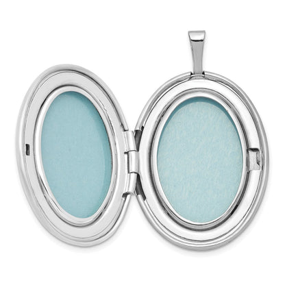 Sterlingsilber Rhodiniert 26mm Blumen Oval Medaillon Halskette