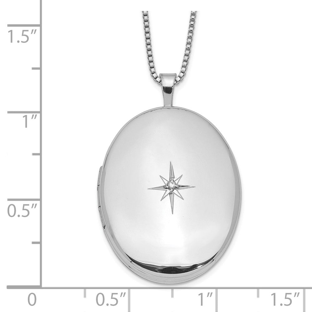 Sterlingsilber Rhodiniert Diamant 26mm Oval Medaillon Halskette