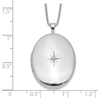 Sterlingsilber Rhodiniert Diamant 26mm Oval Medaillon Halskette