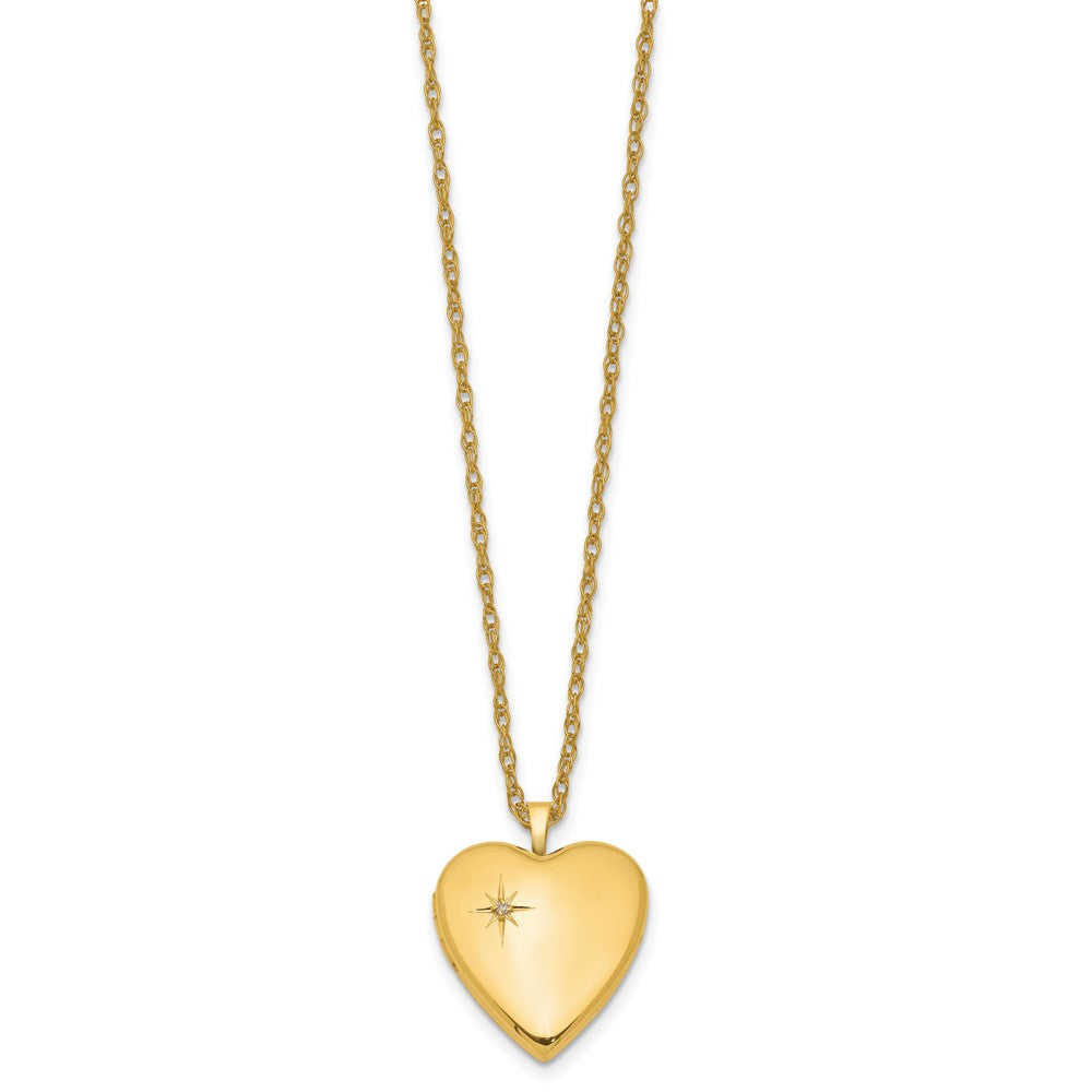 Golddoublé 14/20 1/20 20mm Poliert/satin Diamant Stern Herz Medaillon Halskette