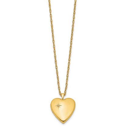 Golddoublé 14/20 1/20 20mm Poliert/satin Diamant Stern Herz Medaillon Halskette