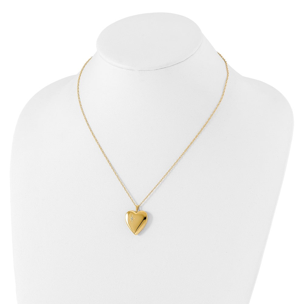 Golddoublé 14/20 1/20 20mm Poliert/satin Diamant Stern Herz Medaillon Halskette