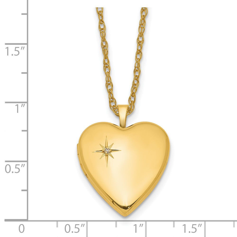 Golddoublé 14/20 1/20 20mm Poliert/satin Diamant Stern Herz Medaillon Halskette