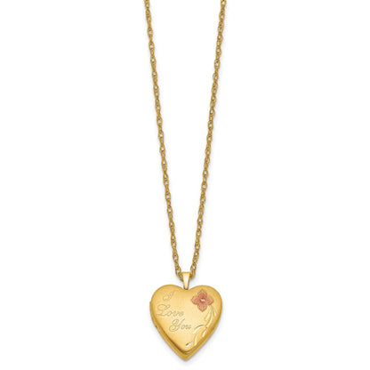 Golddoublé 14/20 1/20 20mm Emailliert I Liebe You Herz Medaillon Halskette