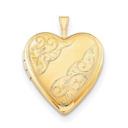 Golddoublé 14/20 1/20 20mm Seite Swirled Herz Medaillon Halskette