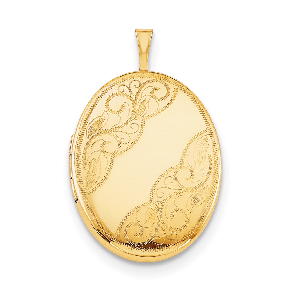 Golddoublé 14/20 1/20 26mm Swirled Oval Medaillon Halskette