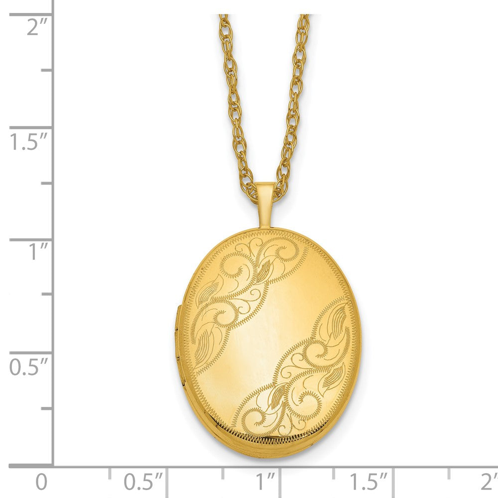 Golddoublé 14/20 1/20 26mm Swirled Oval Medaillon Halskette