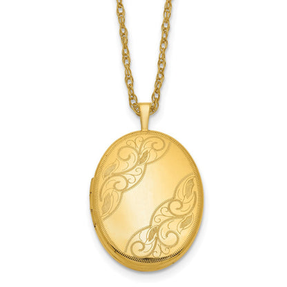 Golddoublé 14/20 1/20 26mm Swirled Oval Medaillon Halskette