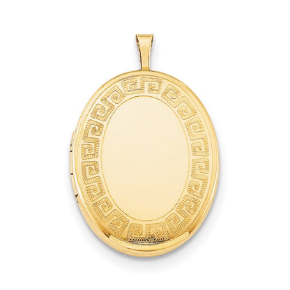 Golddoublé 14/20 1/20 26mm Greek Key Rand Oval Medaillon Halskette
