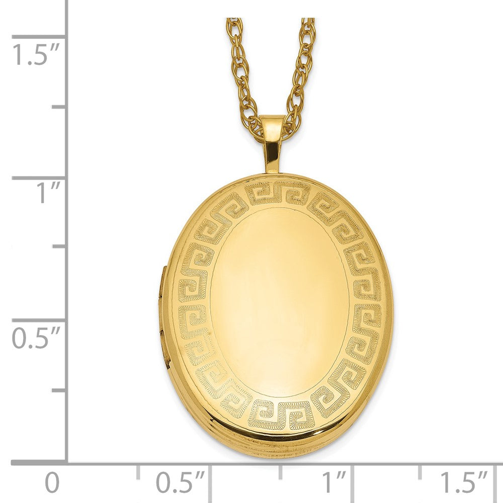 Golddoublé 14/20 1/20 26mm Greek Key Rand Oval Medaillon Halskette