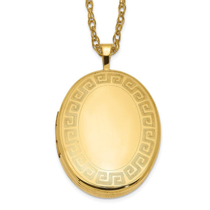 Golddoublé 14/20 1/20 26mm Greek Key Rand Oval Medaillon Halskette