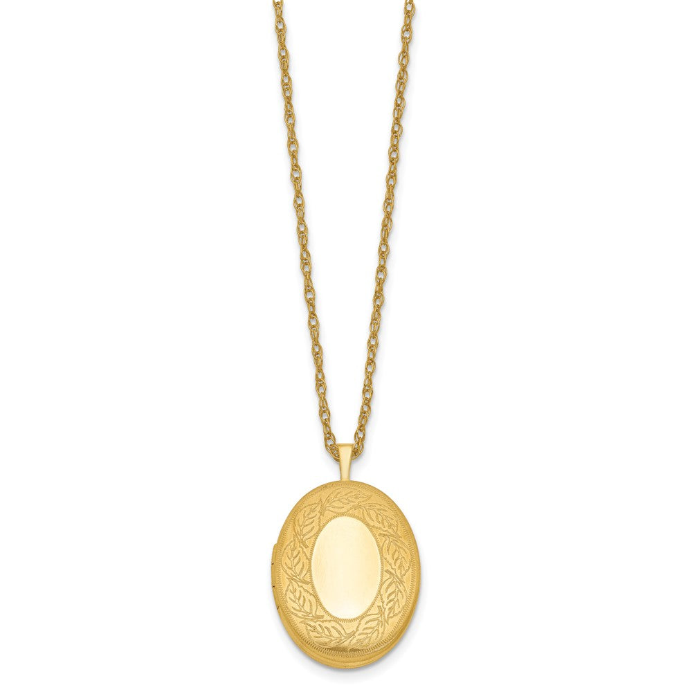 Golddoublé 14/20 1/20 26mm Blatt Rand Oval Medaillon Halskette