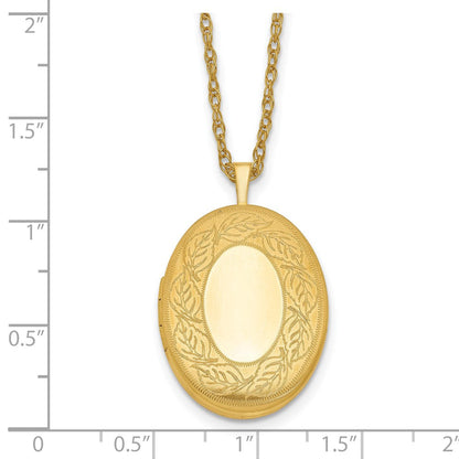 Golddoublé 14/20 1/20 26mm Blatt Rand Oval Medaillon Halskette