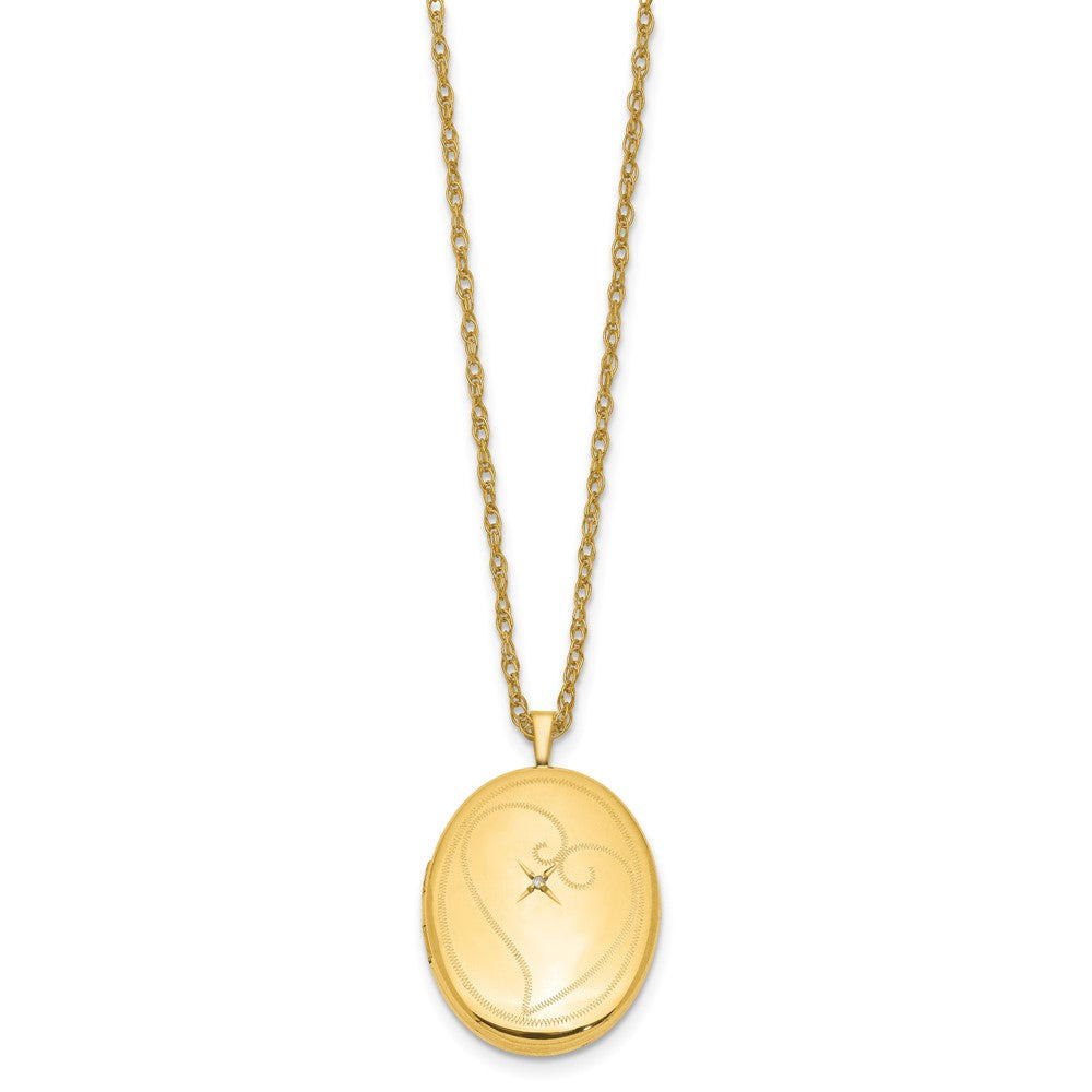 Golddoublé 14/20 1/20 26mm Diamant in Herz Oval Medaillon Halskette