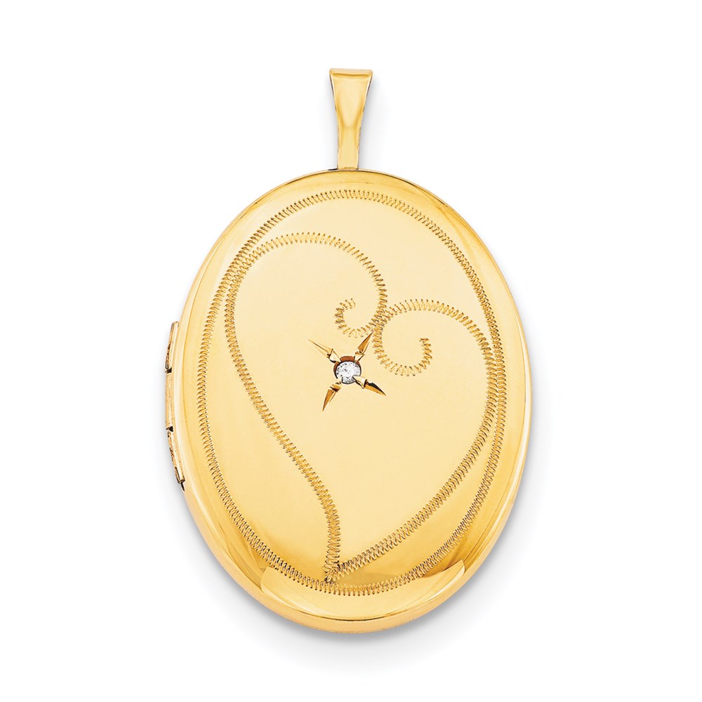 Golddoublé 14/20 1/20 26mm Diamant in Herz Oval Medaillon Halskette