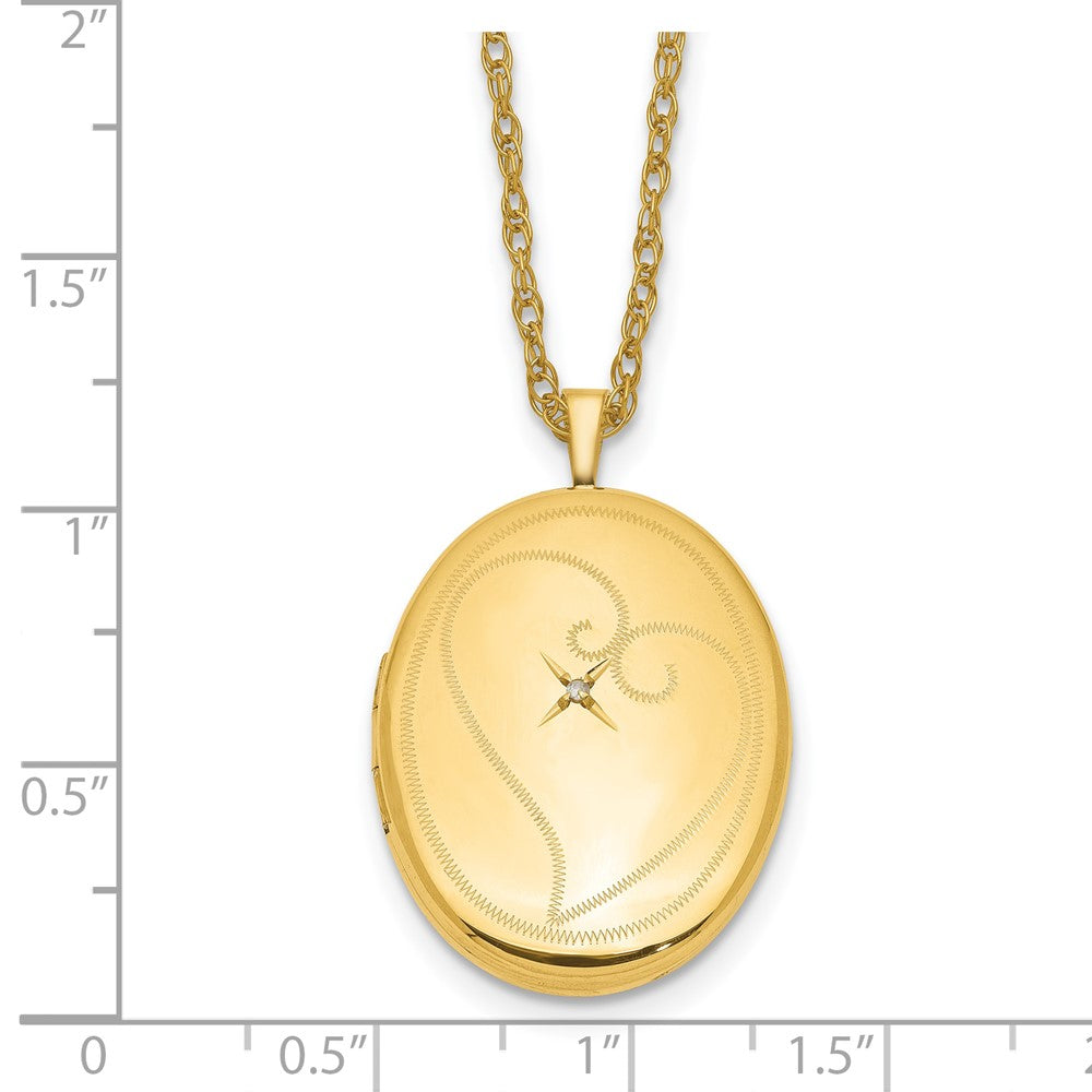 Golddoublé 14/20 1/20 26mm Diamant in Herz Oval Medaillon Halskette