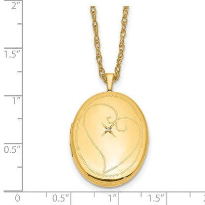 Golddoublé 14/20 1/20 26mm Diamant in Herz Oval Medaillon Halskette