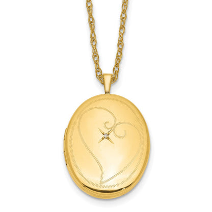 Golddoublé 14/20 1/20 26mm Diamant in Herz Oval Medaillon Halskette