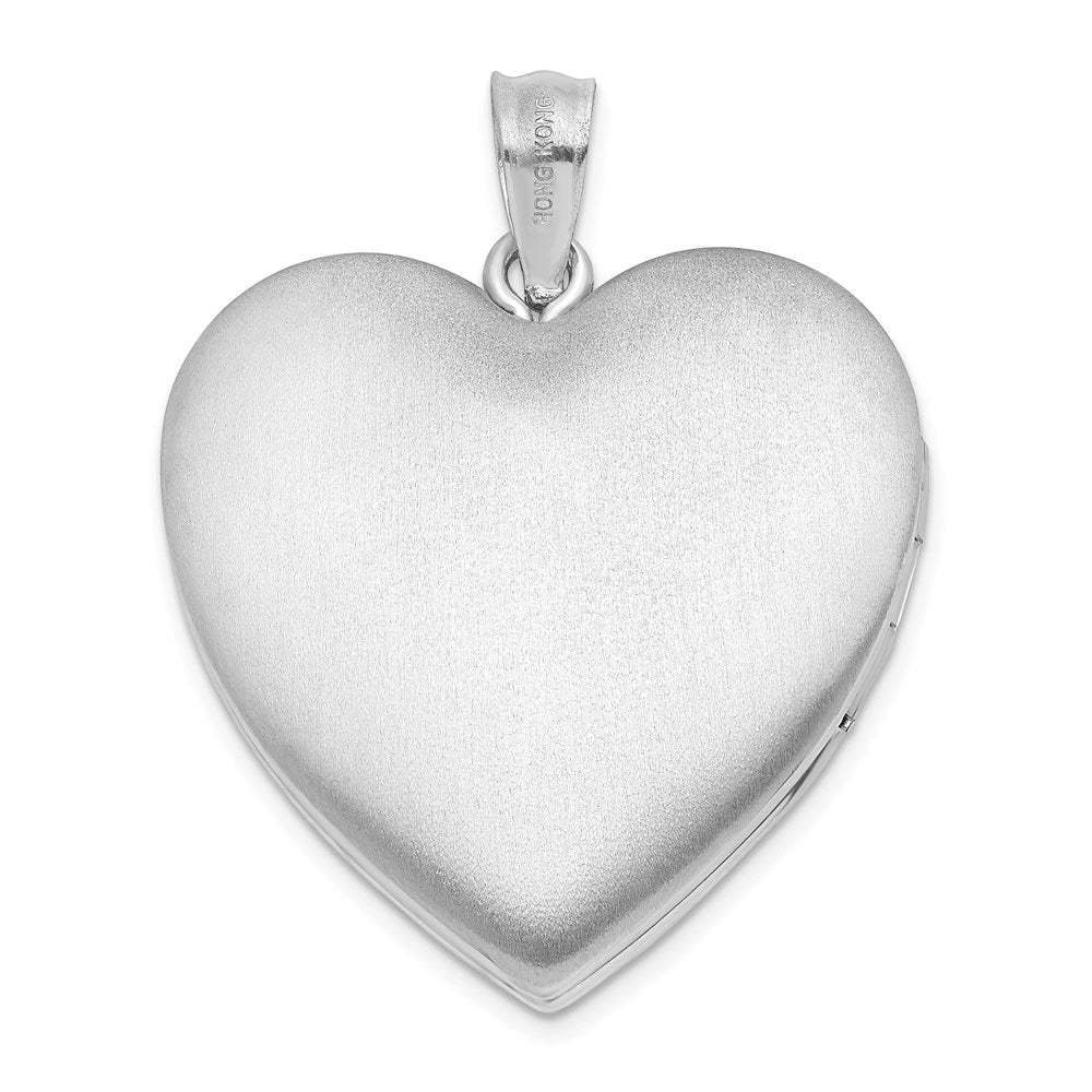 Sterlingsilber Rhodiniert 24mm Schlicht Herz Medaillon
