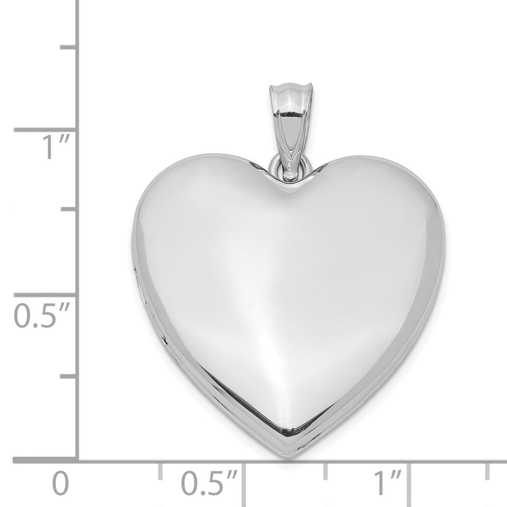 Sterlingsilber Rhodiniert 24mm Schlicht Herz Medaillon