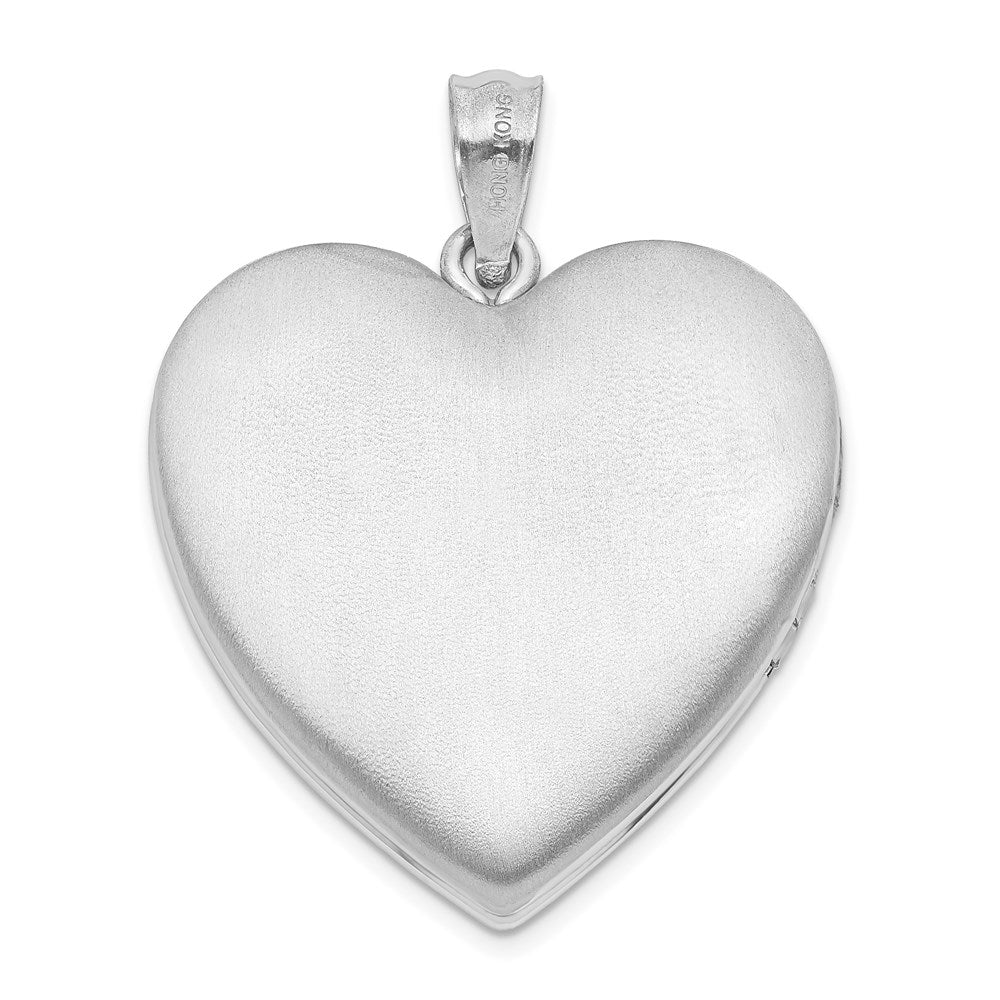 Sterlingsilber Rhodiniert 24mm mit Kreuz Design Herz Medaillon