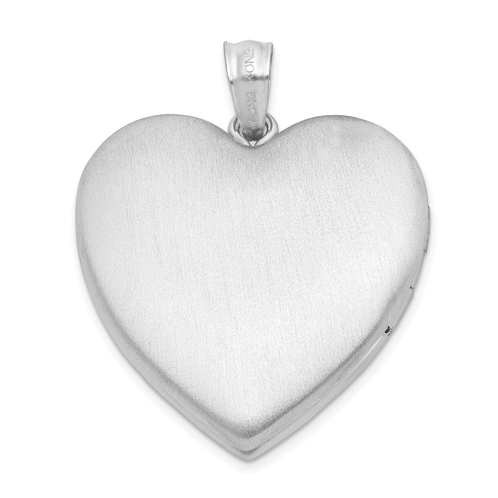 Sterlingsilber Rhodiniert 24mm Emailliert Rose Herz Medaillon