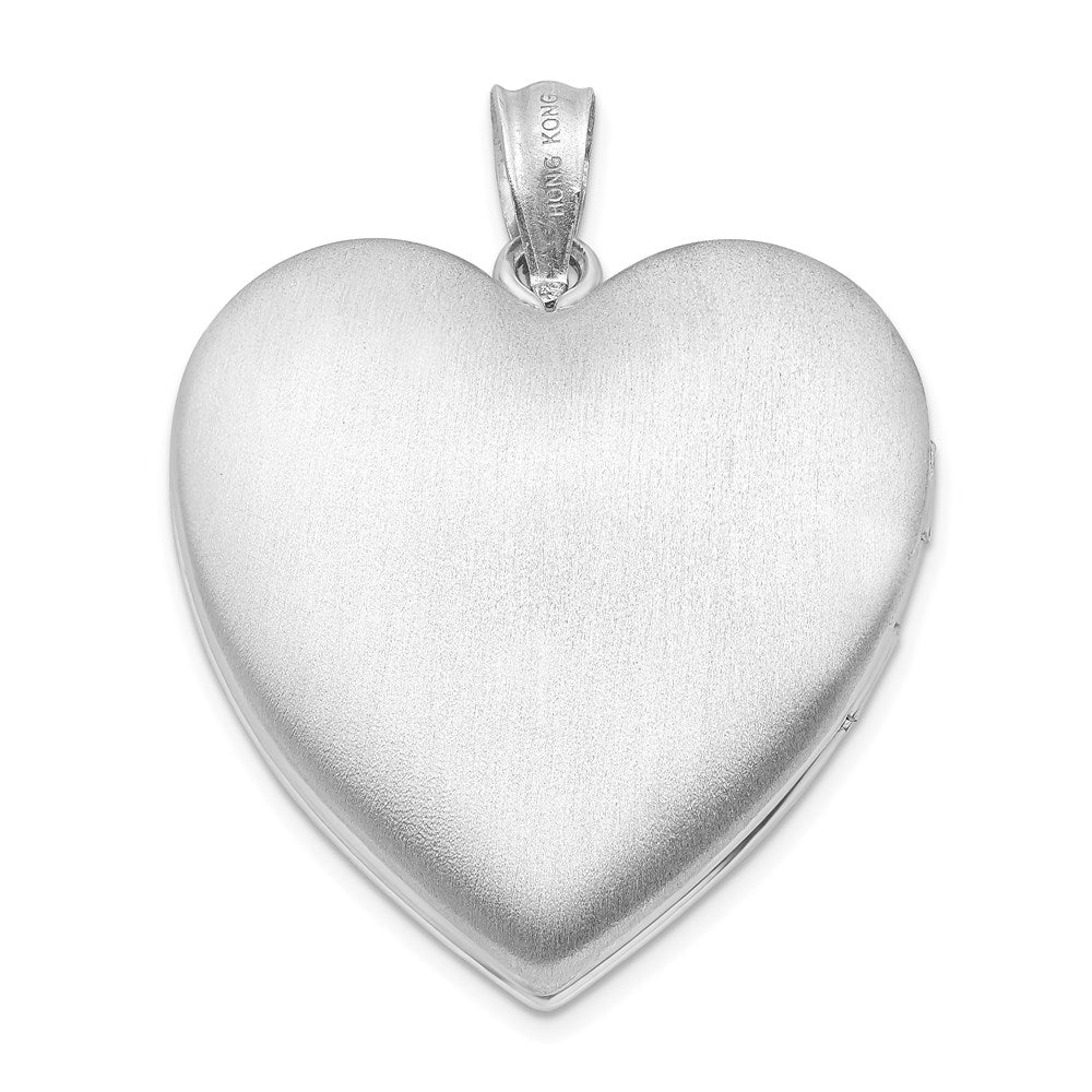 Sterlingsilber Rhodiniert 24mm mit Diamant Stern Design Herz Medaillon